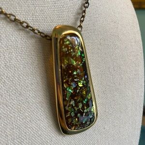 Vintage Avant-Garde Faux Opal Pendant Necklace